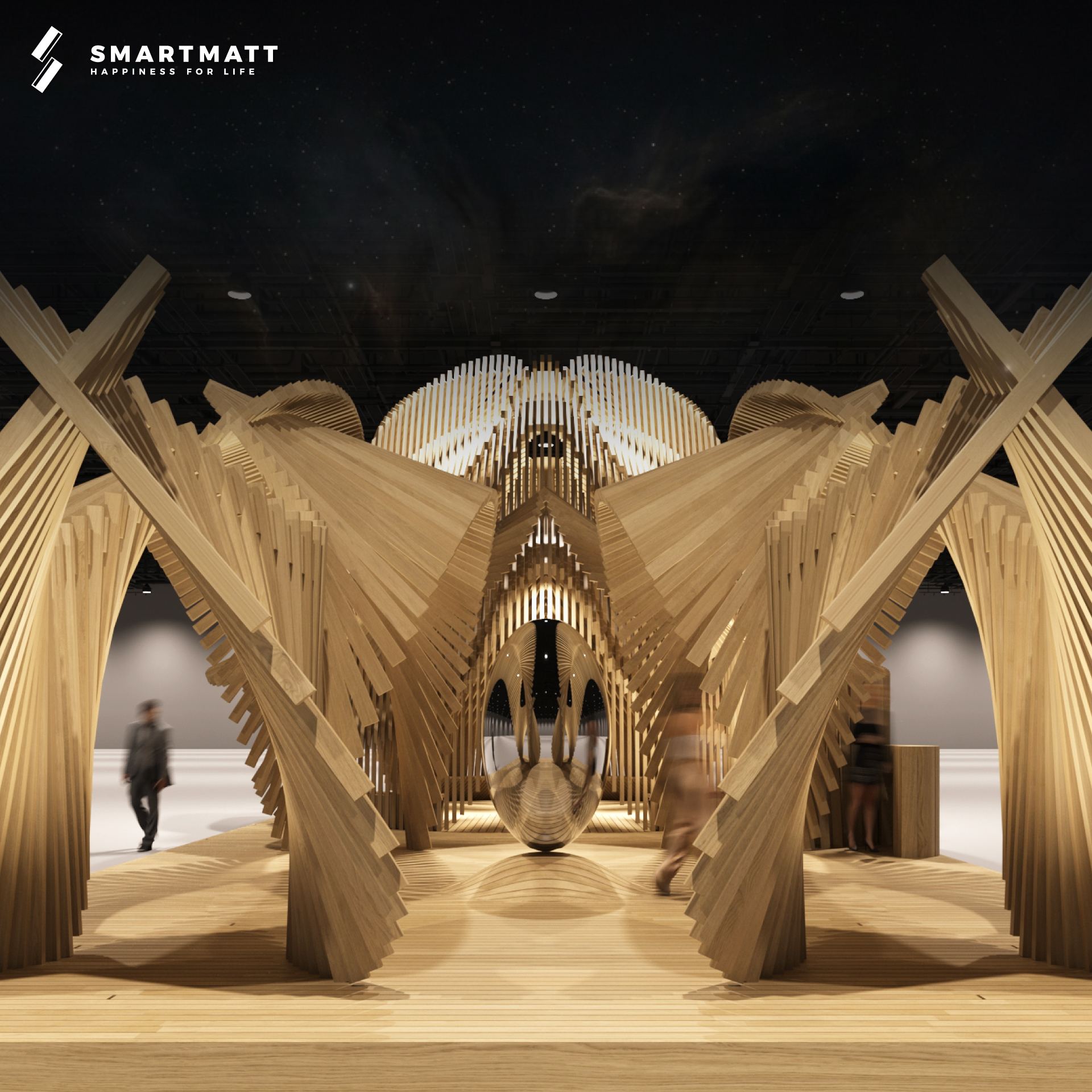 มุมกว้างภายใน Pavilion ปราณสถาน แสงทองอบอุ่น